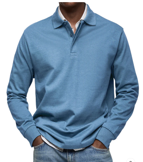 Polo de manga larga para hombre en algodón premium: elegancia discreta y comodidad superior.