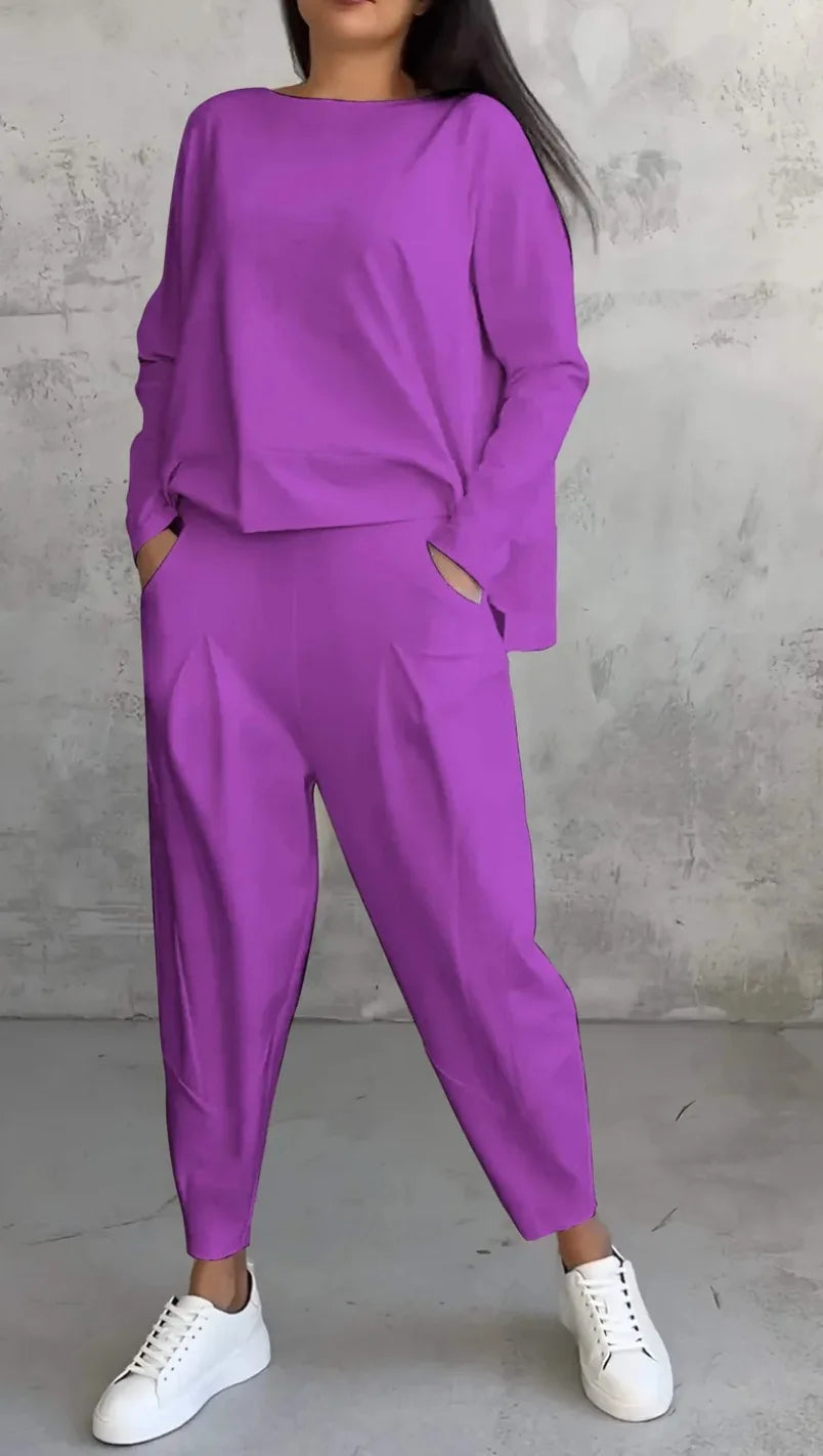 Conjunto Confort Moderno: Camiseta de manga larga + Pantalón